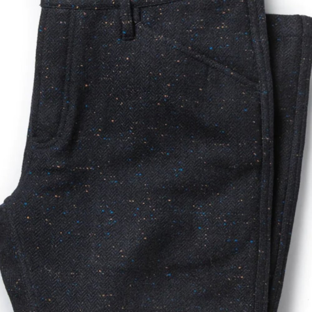 Taylor Stitch - Camp Pant - Navy Donegal Wool Herringbone Size 32